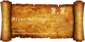 Milin Márton névjegykártya